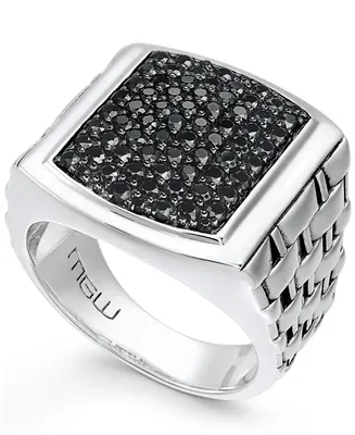 Men's Sterling Silver Ring, Black Sapphire Square (2 ct. t.w.)