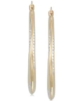 Two-Tone Polished & Textured Hoop Earrings in 10k Gold & White Gold