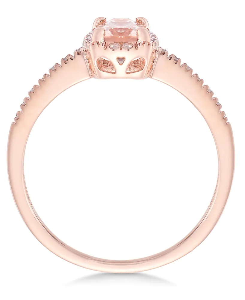 Morganite (3/4 ct. t.w.) and Diamond (1/10 ct. t.w.) Ring in 14k Rose Gold