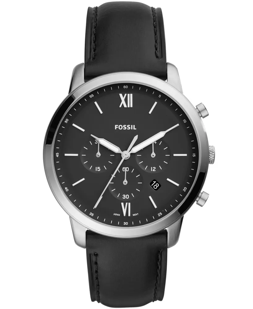 Fossil Men's Neutra Chronograph Black Leather Strap Watch 44mm