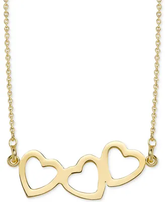 Sarah Chloe Triple Heart Pendant Necklace, 16" + 2" extender