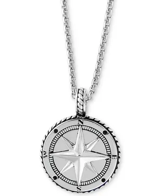 Effy Men's Compass 22" Pendant Necklace in Sterling Silver