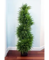 Nearly Natural 43" Cedar Spiral Topiary Lighted Artificial Tree