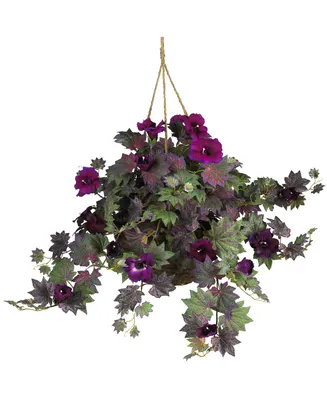Nearly Natural Morning Glory Artificial Plant Hanging Basket