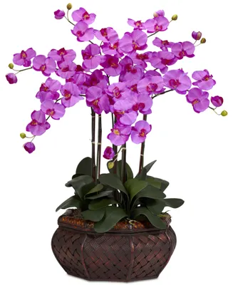 Nearly Natural Large Phalaenopsis Orchid Artificial Flower Arrangement in Decorative Vase