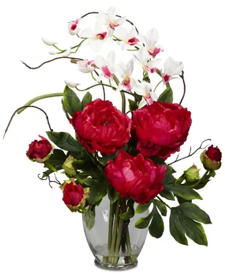 Nearly Natural Peony & Orchid Artificial Flower Arrangement