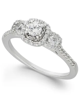 Diamond Triple Halo Engagement Ring (1/2 ct. t.w.) in 14k White Gold