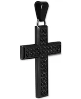 Men's Black Sapphire Square Cross 22" Pendant Necklace (1-1/2 ct. t.w.) in Black Ion-Plated Stainless Steel