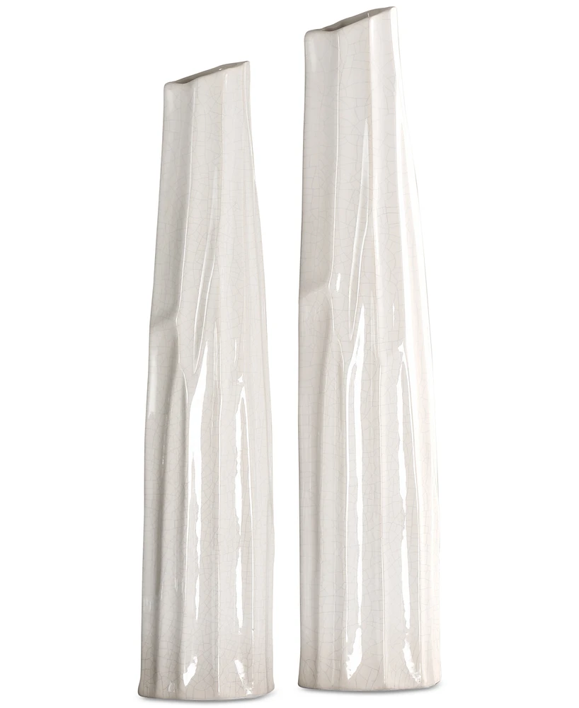 Uttermost Kenley Crackled White Vases, Set of 2