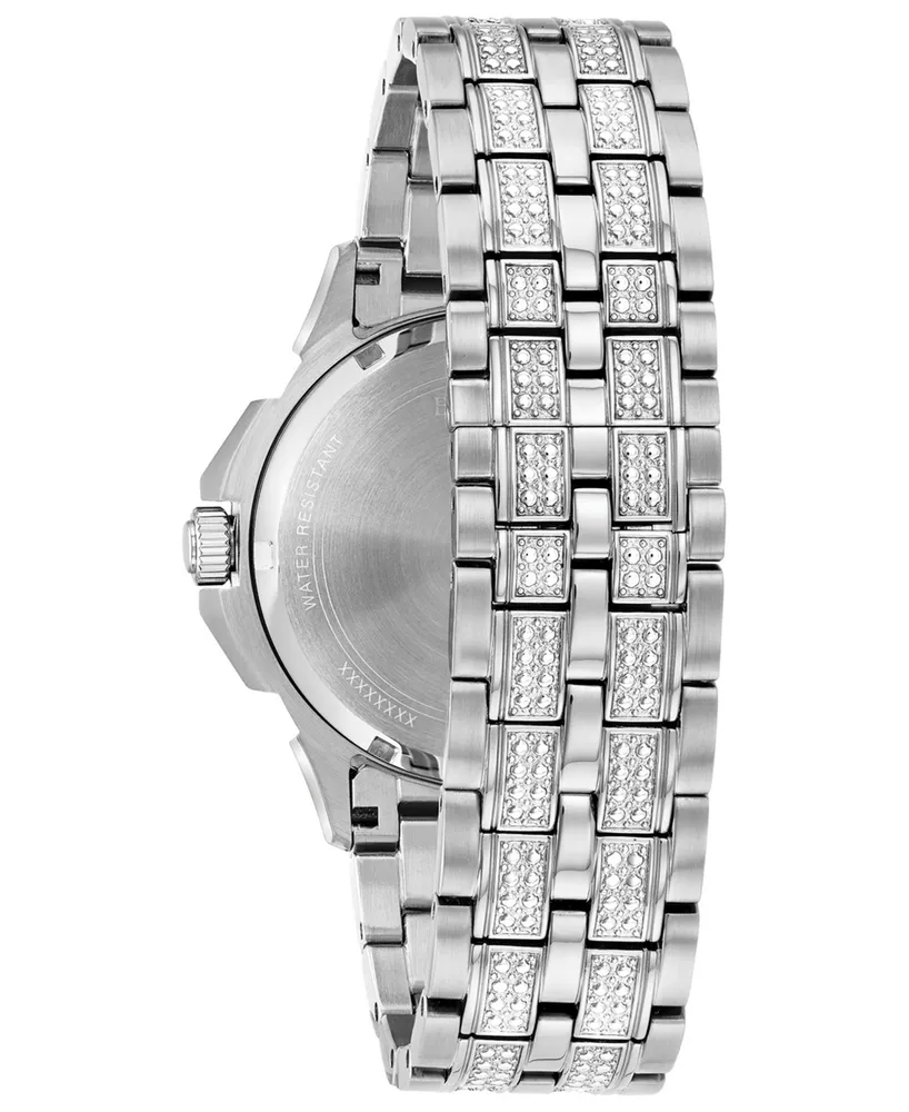 Bulova Men's Stainless Steel & Crystal-Accent Bracelet Watch 41.5mm