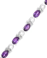 Amethyst (6 ct. t.w.) & Diamond Accent Link Bracelet in Sterling Silver (Also available Mystic Topaz)