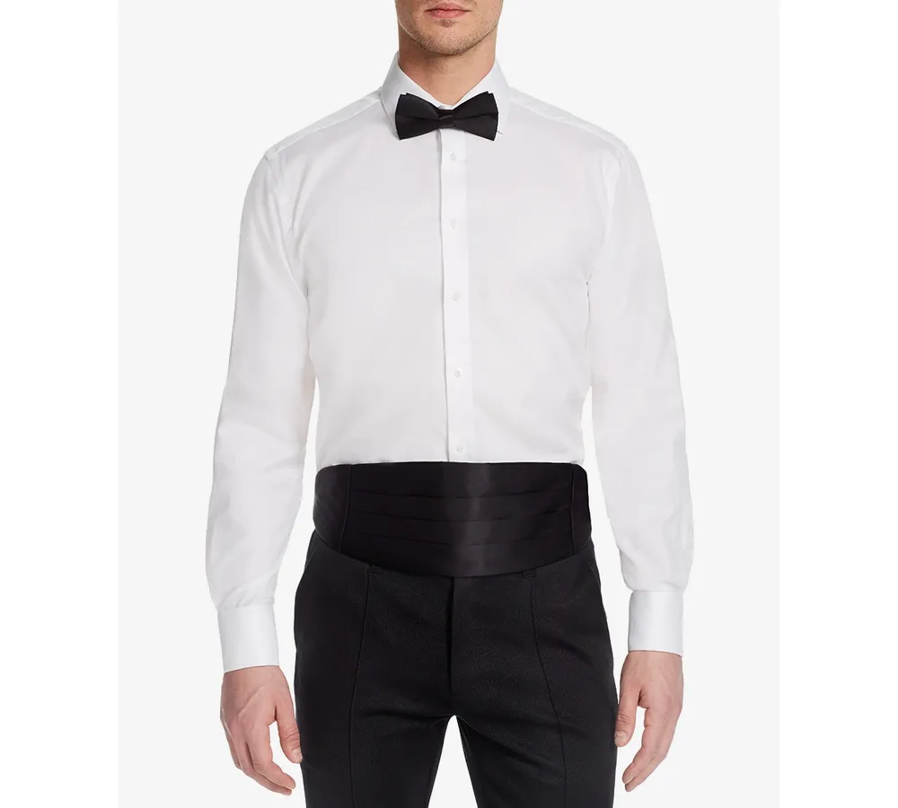 Michelsons of London Men's Classic/Regular Fit Solid French Cuff Tuxedo Shirt