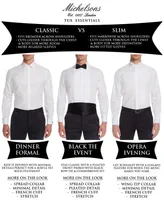 Michelsons of London Men's Slim-Fit Stretch Solid Wing Collar French Cuff Tuxedo Shirt