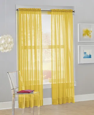 No. 918 Calypso Voile Sheer Rod Pocket Curtain Panel, 63" L x 59" W