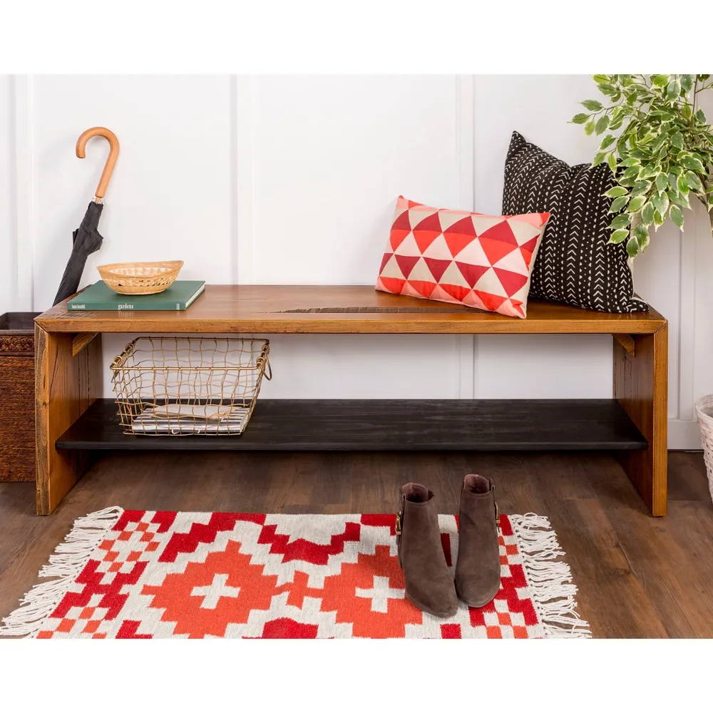 58" Solid Rustic Reclaimed Wood Entry Bench - Amber
