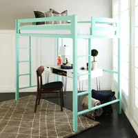 Premium Deluxe Twin Metal Loft Bed - Mint