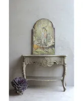 Wood Wall Decor with Vintage-Like Mary and Angels Image, Multicolor