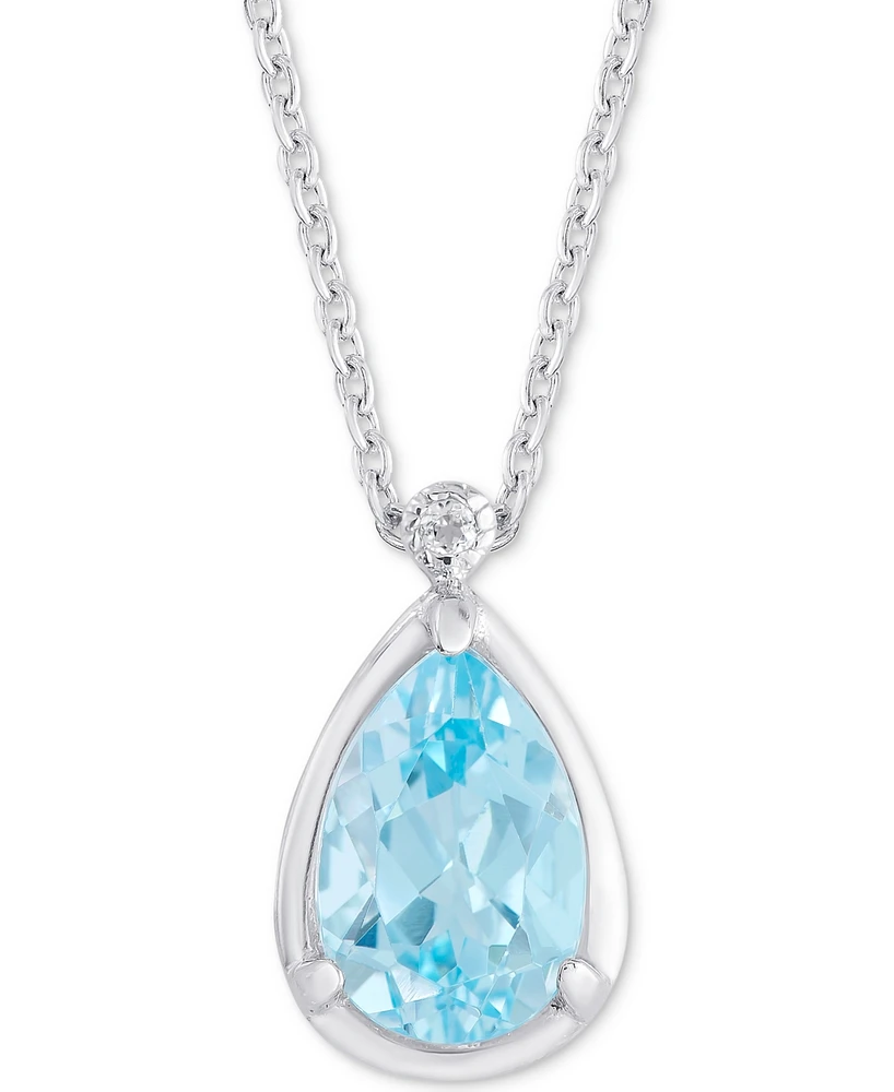 Blue Topaz (3-5/8 ct. t.w.) & White Topaz Accent 18" Pendant Necklace in Sterling Silver