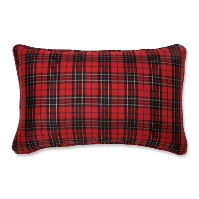 Holiday Plaid Red Rectangular Throw Pillow