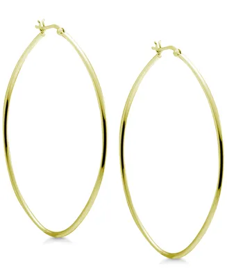 And Now This Oval 3" Extra Large Hoop Earrings in Silver-Plate