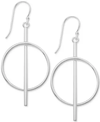 And Now This Bar & Circle Drop in Silver Plate or Gold Plate Earrings