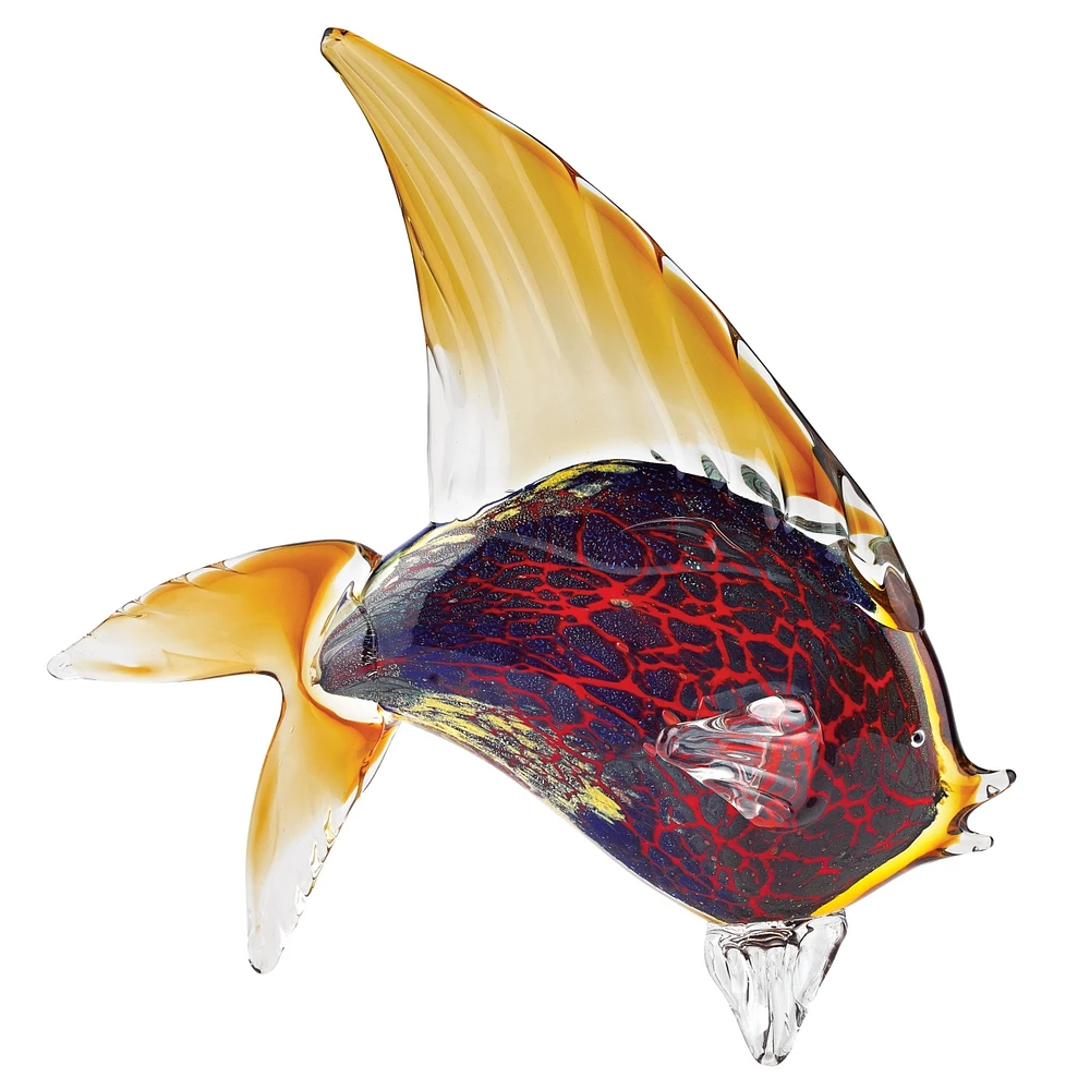 Badash Crystal Murano Style Firestorm Fish Art Glass Sculpture