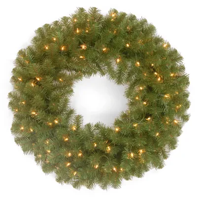National Tree Company 24" North Valley Spruce Wreath with 50 Clear Lights