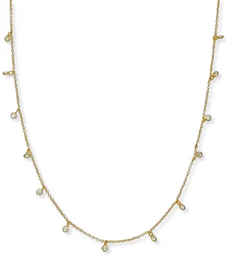 Giani Bernini Cubic Zirconia Dangle Chain Necklace Sterling Silver, 16" + 2" extender, Created for Macy's