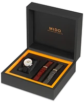 Mido Women's Swiss Automatic Baroncelli Ii Diamond-Accent Black Synthetic Leather Strap Watch 27.9mm