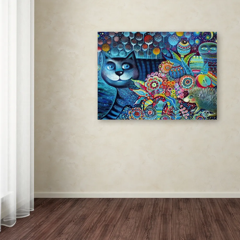 Oxana Ziaka 'Indigo Cat' Canvas Art - 19" x 14" x 2"