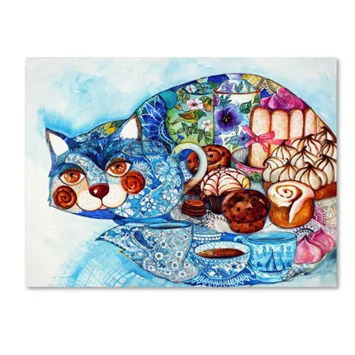Oxana Ziaka 'Lunch Cat' Canvas Art - 19" x 14" x 2"