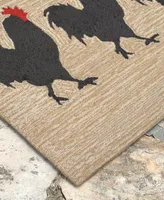 Liora Manne Front Porch Indoor Outdoor Roosters Neutral Area Rugs