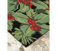 Liora Manne Front Porch Indoor/Outdoor Hollyberries Black 2' x 3' Area Rug