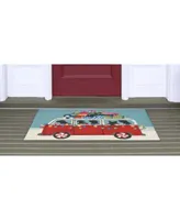 Liora Manne Front Porch Indoor Outdoor Happy Howlidays Red Area Rugs