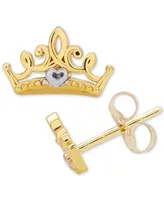 Disney Children's Princess Crown Stud Earrings in 14k Gold