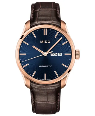 Mido Men's Swiss Automatic Belluna Ii Brown Leather Strap Watch 42.5mm