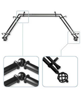 Twist 13/16" Double Bay Window Curtain Rod 20-36", 38-72"