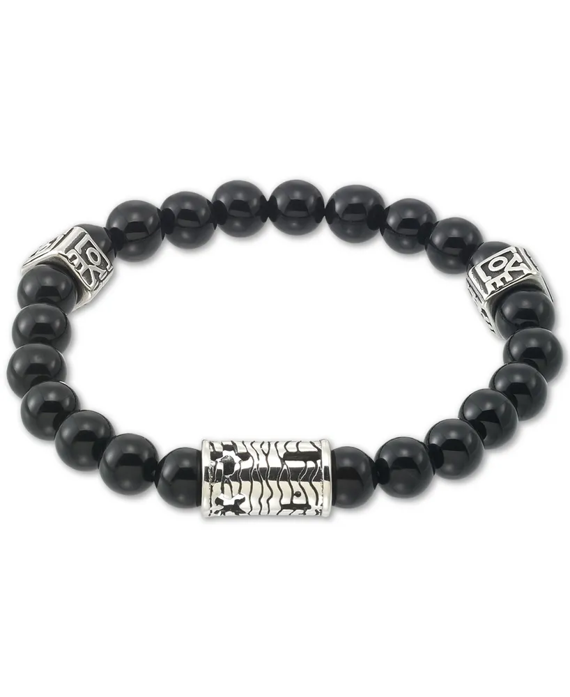 Legacy for Men by Simone I. Smith Onyx (8mm) Stretch Bracelet in Stainless Steel