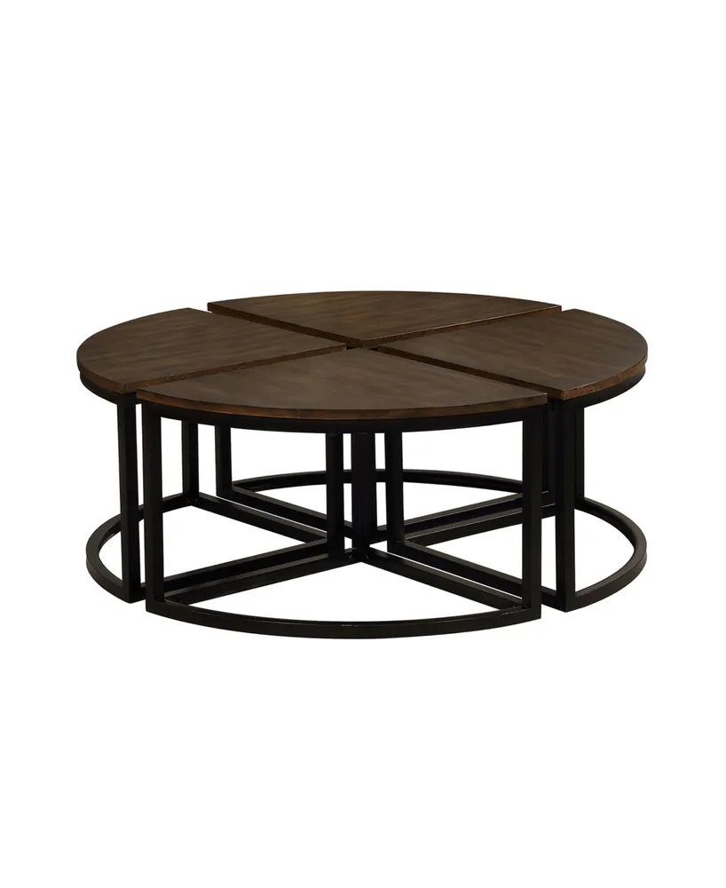 Alaterre Furniture Arcadia Acacia Wood Set Of 4 Round Wedge Tables