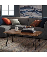 Alaterre Furniture Hairpin Natural Live Edge Wood with Metal 42" Coffee Table