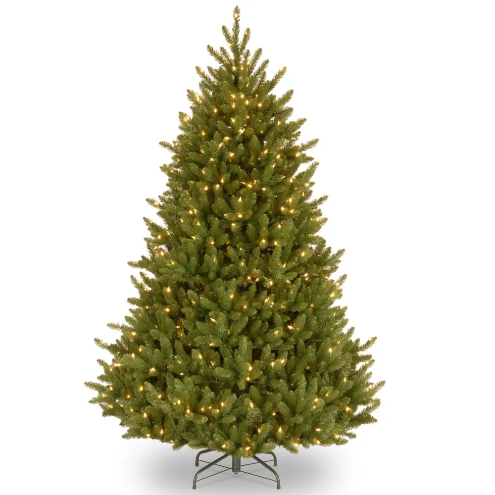 National Tree 7.5' Natural Fraser Medium Fir Hinged Tree with 750 Clear Lights