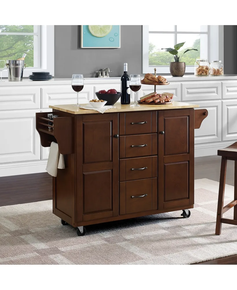 Eleanor Natural Wood Top Kitchen Cart