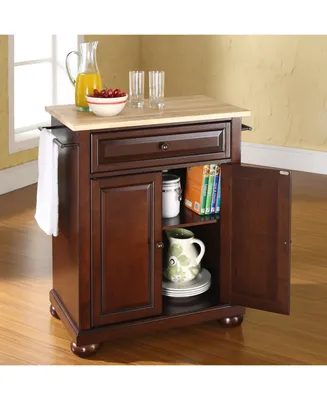 Alexandria Natural Wood Top Portable Kitchen Island