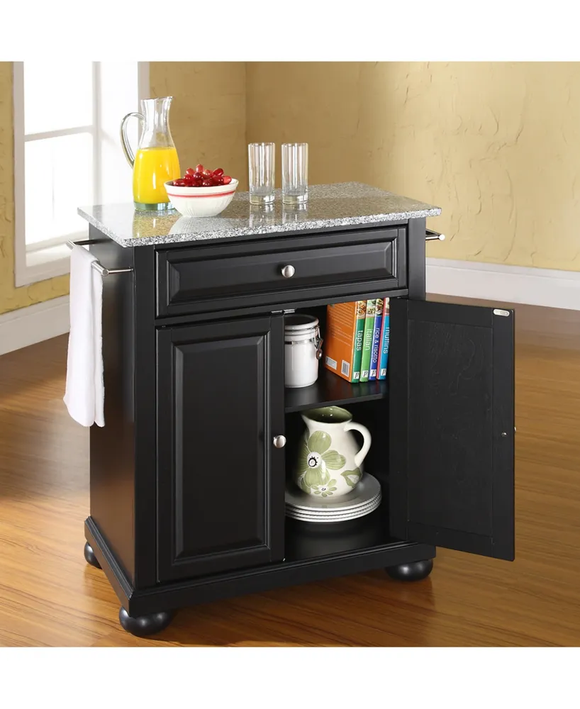 Alexandria Solid Granite Top Portable Kitchen Island