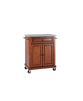 Solid Granite Top Portable Kitchen Cart Island