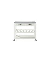 Stainless Steel Top Kitchen Cart Island With Optional Stool Storage