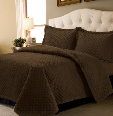 Brisbane Microfiber Solid Oversized Twin Quilt Set