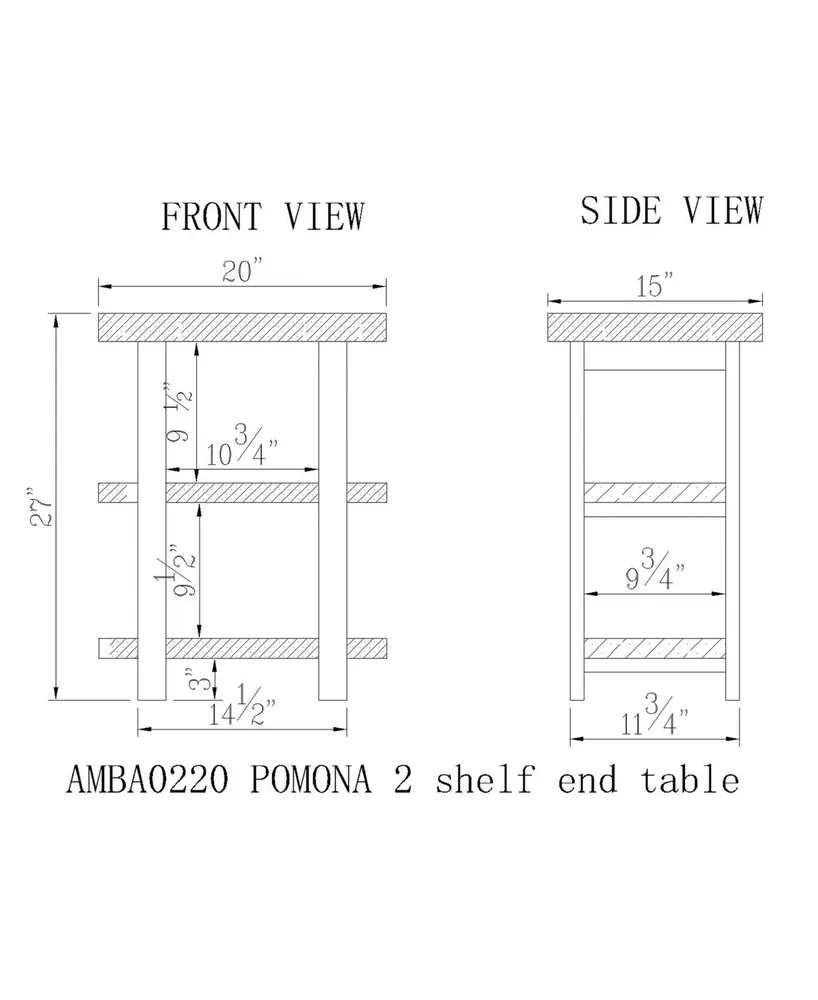 Pomona Metal and Reclaimed Wood 2-Shelf End Table