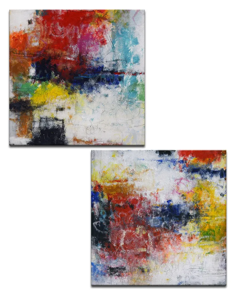 Ready2HangArt, 'Red Breeze I/Ii' 2 Piece Abstract Canvas Wall Art Set