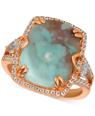 Le Vian Sky Aquaprase (16 x 12mm) & White Topaz (5/8 ct. t.w.) Ring 14k Rose Gold, Created for Macy's